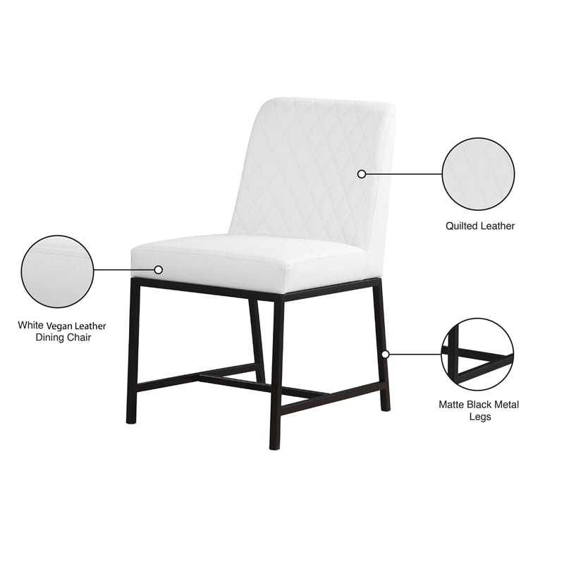 Meridian Furniture Bryce Quilted White Vegan Leather Dining Chair (Set of 2)