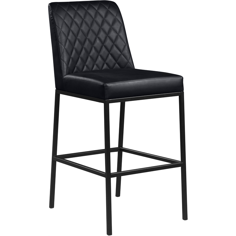 Meridian Furniture Bryce Quilted Black Vegan Leather Stool (Set of 2)