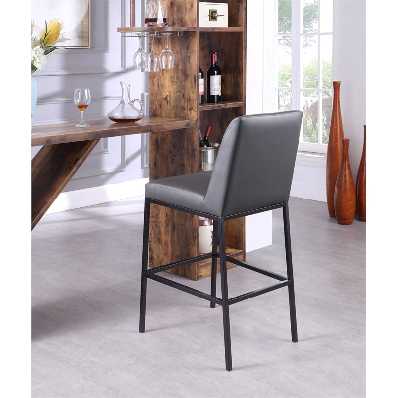 Meridian Furniture Bryce Quilted Gray Vegan Leather Stool (Set of 2)