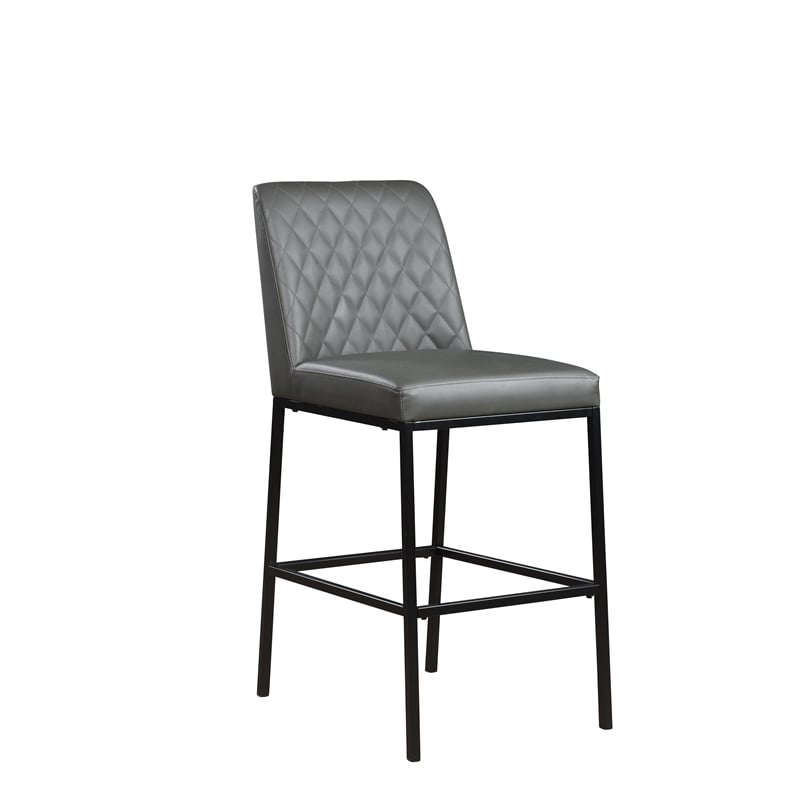 Meridian Furniture Bryce Quilted Gray Vegan Leather Stool (Set of 2)