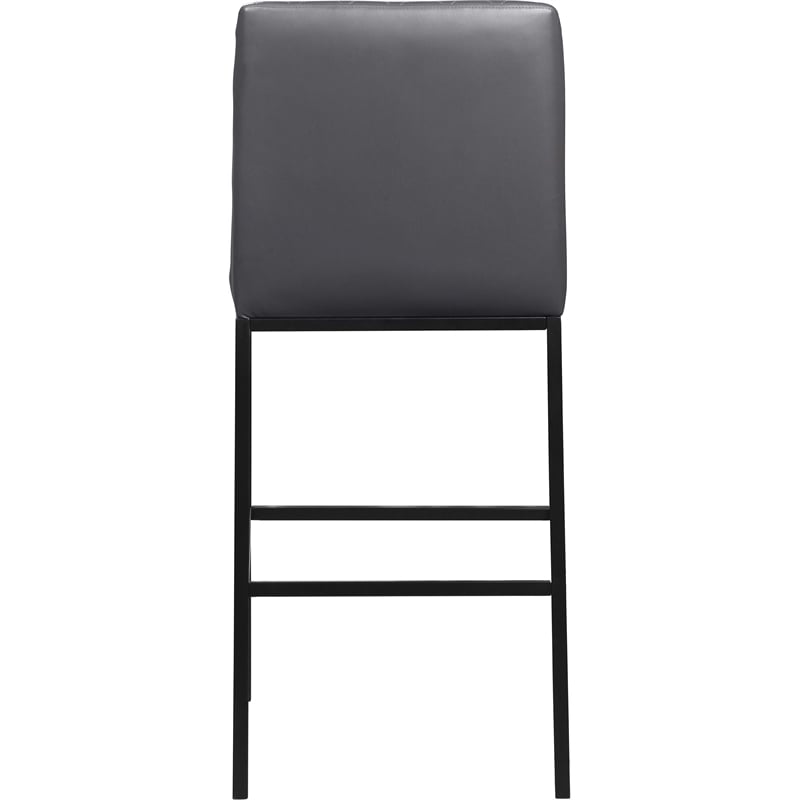 Meridian Furniture Bryce Quilted Gray Vegan Leather Stool (Set of 2)