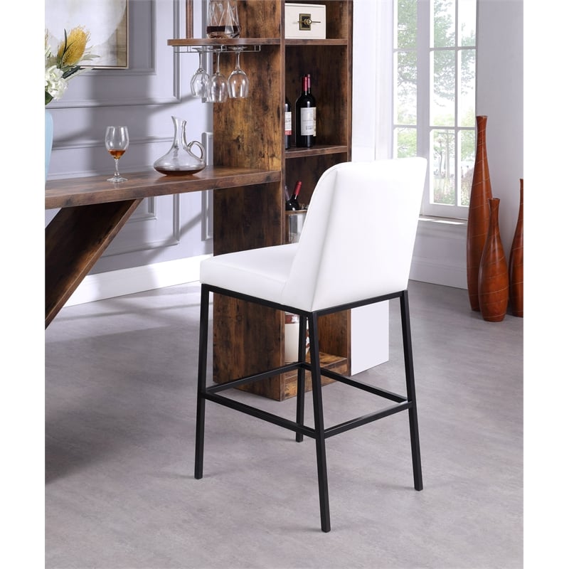 Meridian Furniture Bryce Quilted White Vegan Leather Stool (Set of 2)