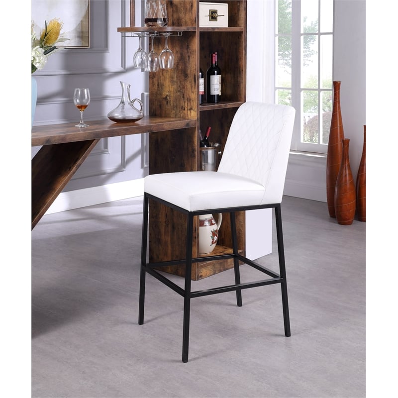 Meridian Furniture Bryce Quilted White Vegan Leather Stool (Set of 2)