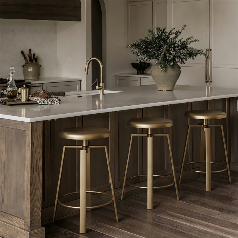 Meridian Furniture Lang Gold Iron Adjustable Counter and Bar Stool