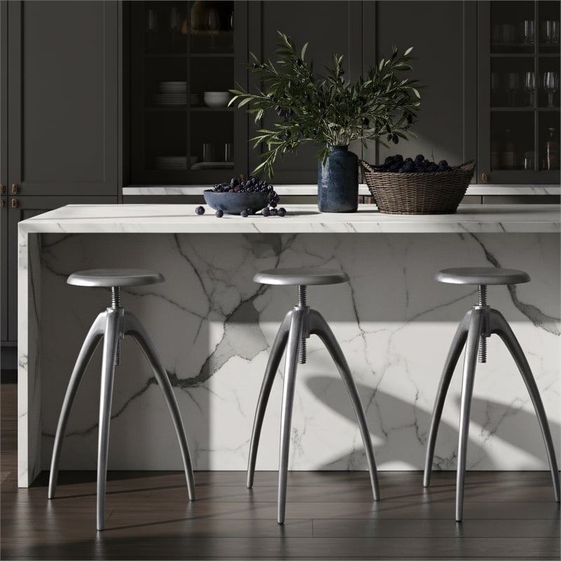 Meridian Furniture Clara Silver Aluminum Counter and Bar Stool