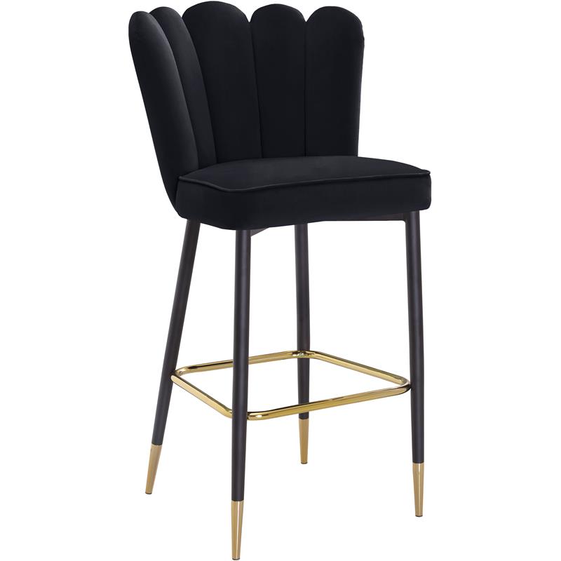 Meridian Furniture Lily Black Velvet Stool (Set of 2)