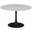 Meridian Furniture Holly Round Faux Marble Dining Table with Matte Black Base