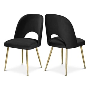 Meridian Furniture Logan Black Velvet Dining Chair (Set of 2)
