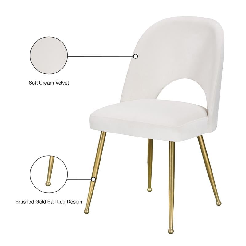 Meridian Furniture Logan Cream Velvet Dining Chair (Set of 2)