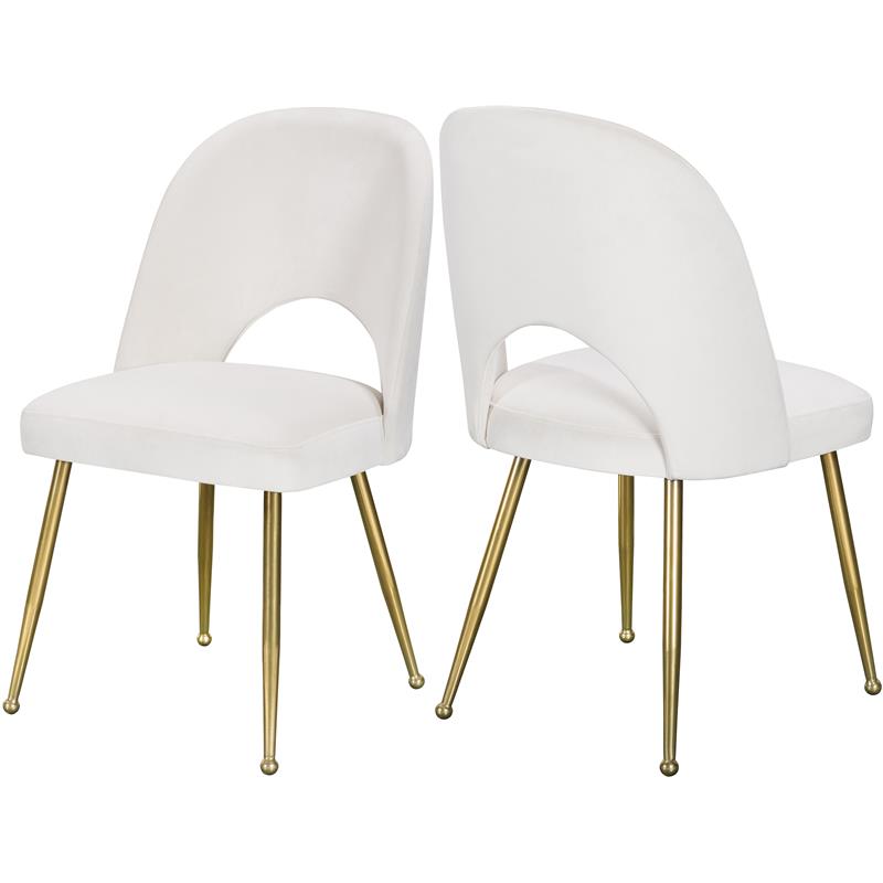 Meridian Furniture Logan Cream Velvet Dining Chair (Set of 2)