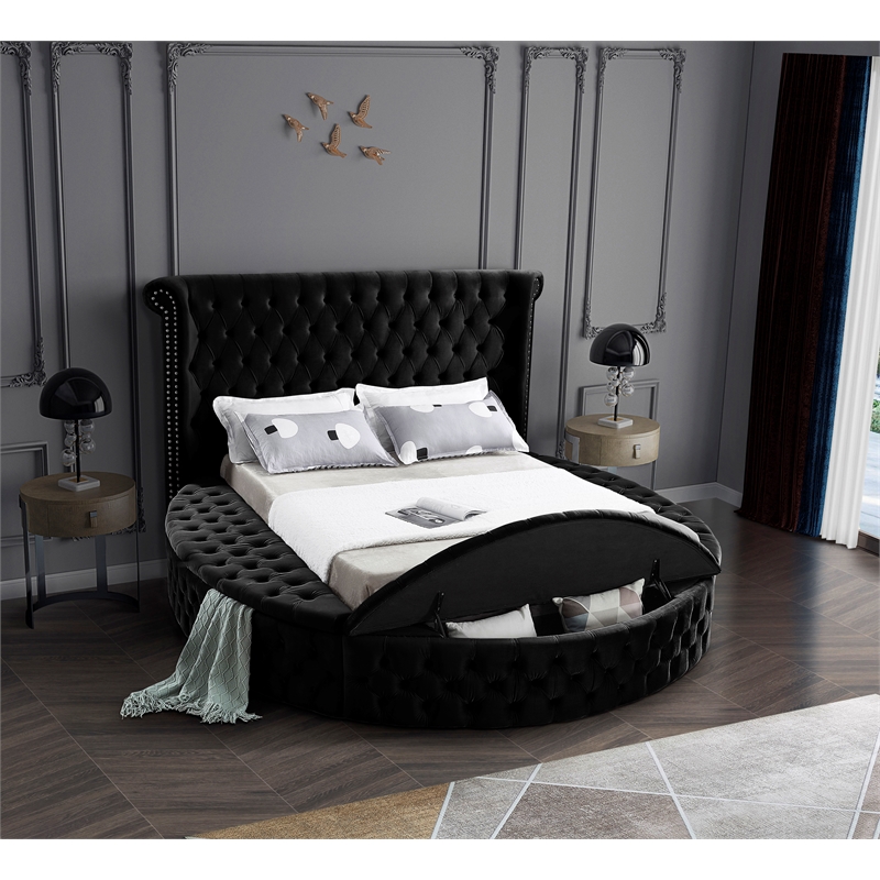 Meridian Furniture Luxus Black Velvet Full Bed