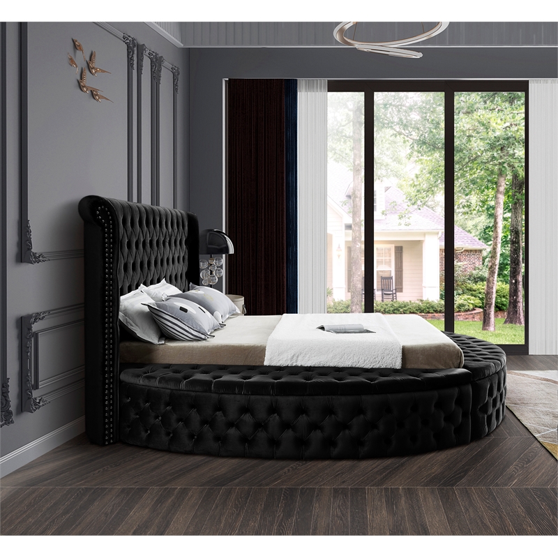 Meridian Furniture Luxus Black Velvet Full Bed