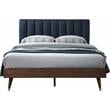 Meridian Furniture Vance Navy Durable Linen Fabric Queen Bed