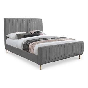 Meridian Furniture Zara Contemporary Gray Velvet Full Bed