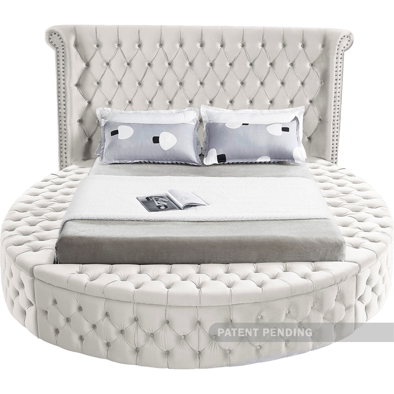 Meridian Furniture Luxus Cream Velvet Full Bed