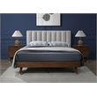 Meridian Furniture Vance Beige Durable Linen Fabric Queen Bed