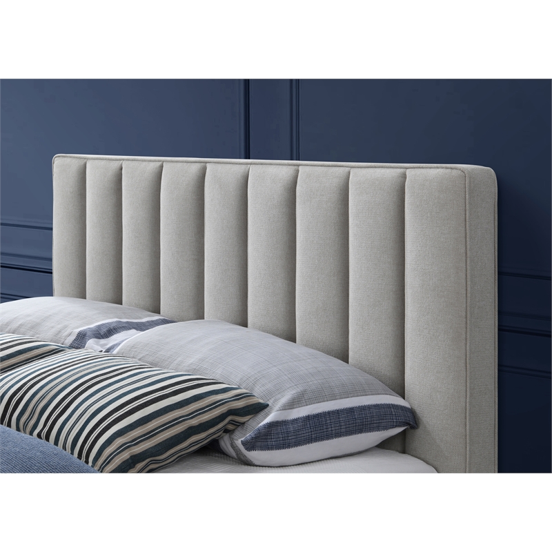 Meridian Furniture Vance Beige Durable Linen Fabric Queen Bed