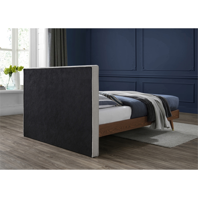 Meridian Furniture Vance Beige Durable Linen Fabric Queen Bed