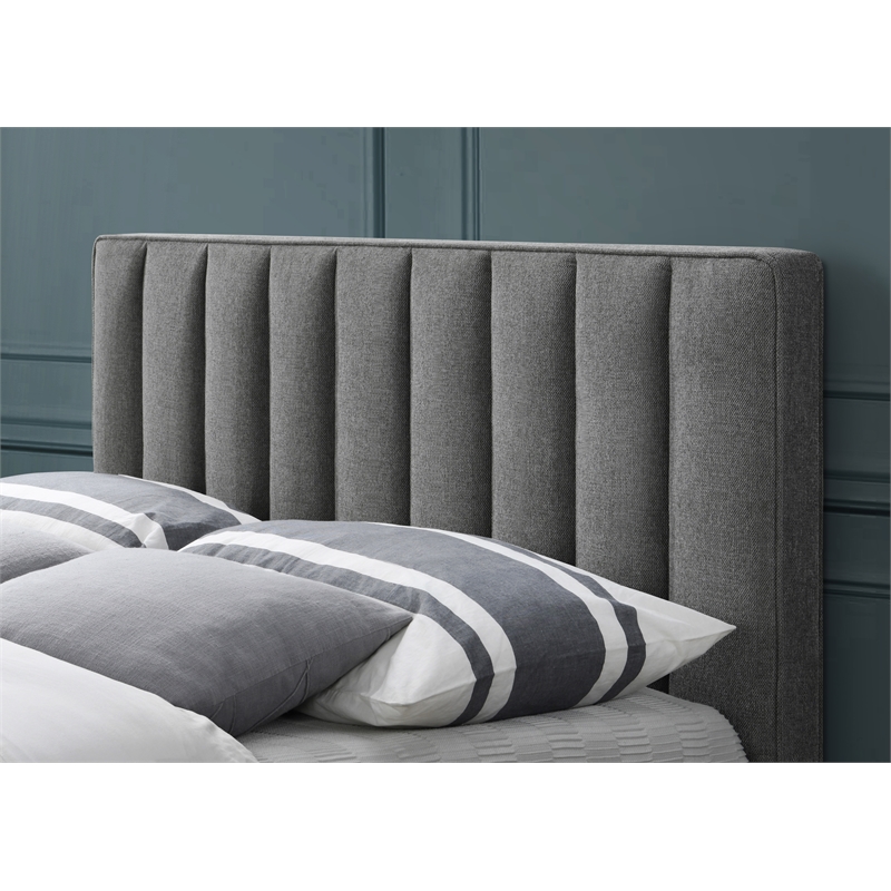 Meridian Furniture Vance Gray Durable Linen Fabric King Bed