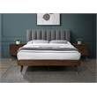 Meridian Furniture Vance Gray Durable Linen Fabric Queen Bed
