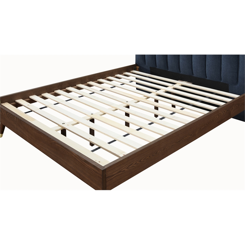 Meridian Furniture Vance Navy Durable Linen Fabric King Bed