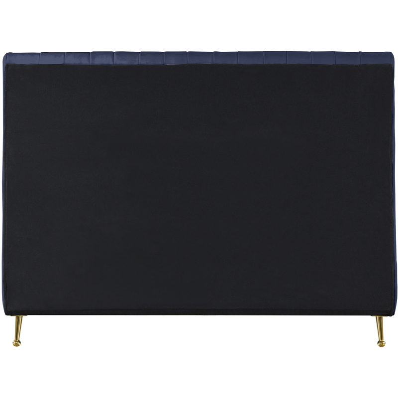 Meridian Furniture Zara Contemporary Navy Velvet Queen Bed
