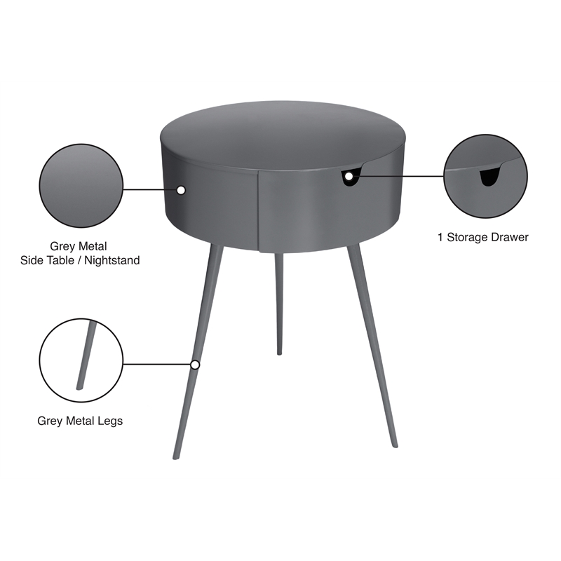 Meridian Furniture Bali Gray Metal Nightstand