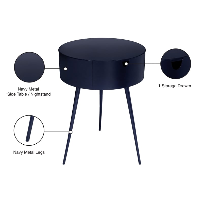 Meridian Furniture Bali Navy Metal Nightstand