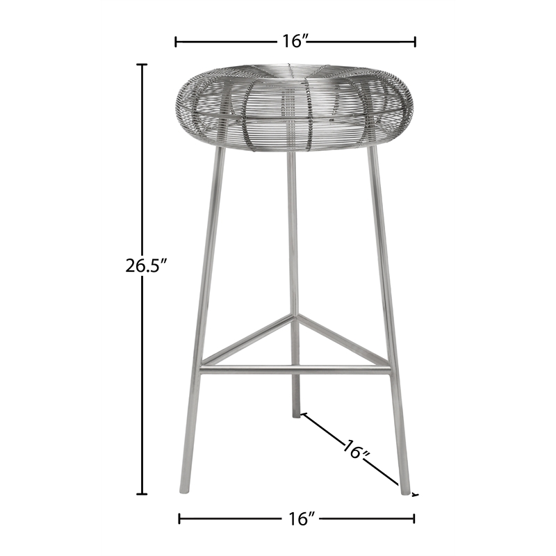 Meridian Furniture Tuscany Silver Metal Counter Stool