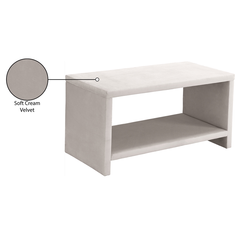 Meridian Furniture Cleo Cream Velvet Nightstand