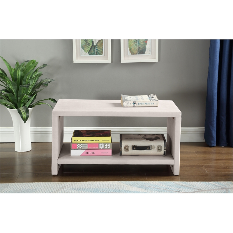 Meridian Furniture Cleo Cream Velvet Nightstand