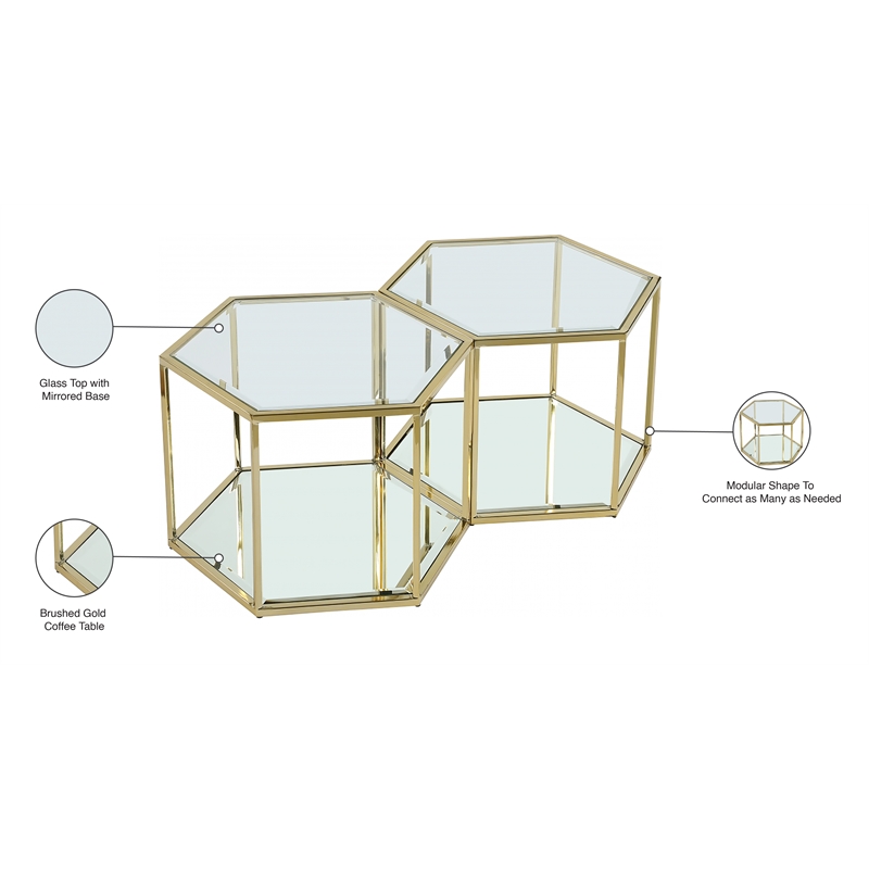 Meridian Furniture Sei Modular Stainless Steel and Glass 2 Piece Coffee Table