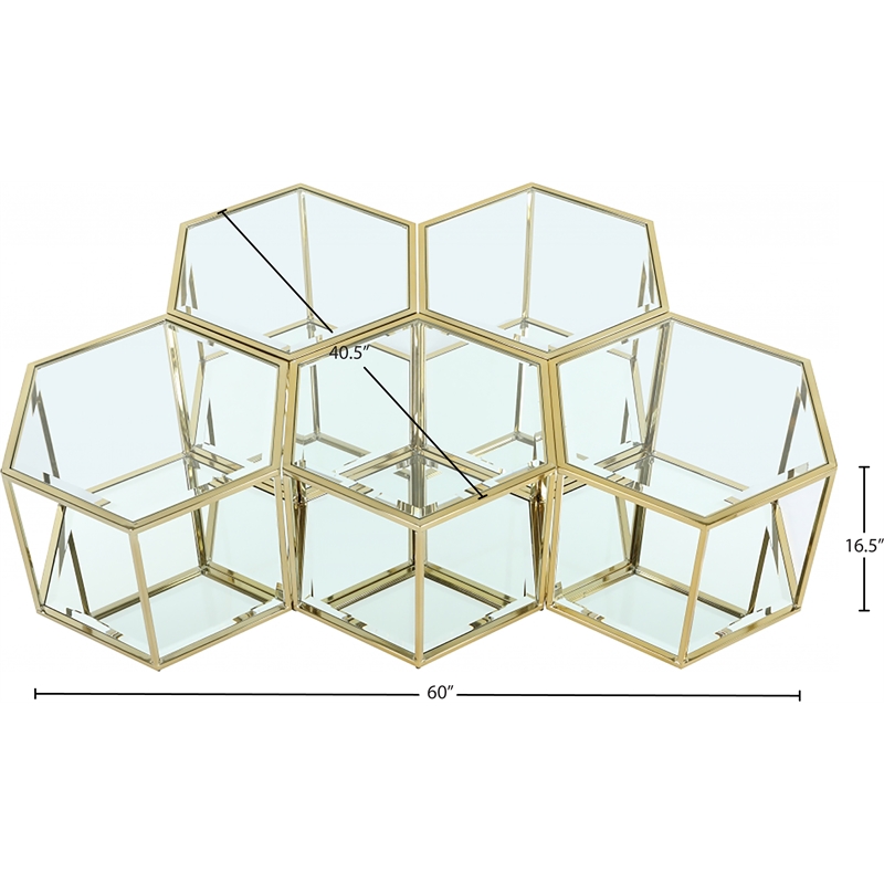 Meridian Furniture Sei Modular Stainless Steel and Glass 5 Piece Coffee Table