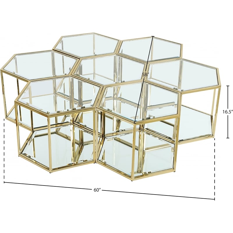 Meridian Furniture Sei Modular Stainless Steel and Glass 7 Piece Coffee Table