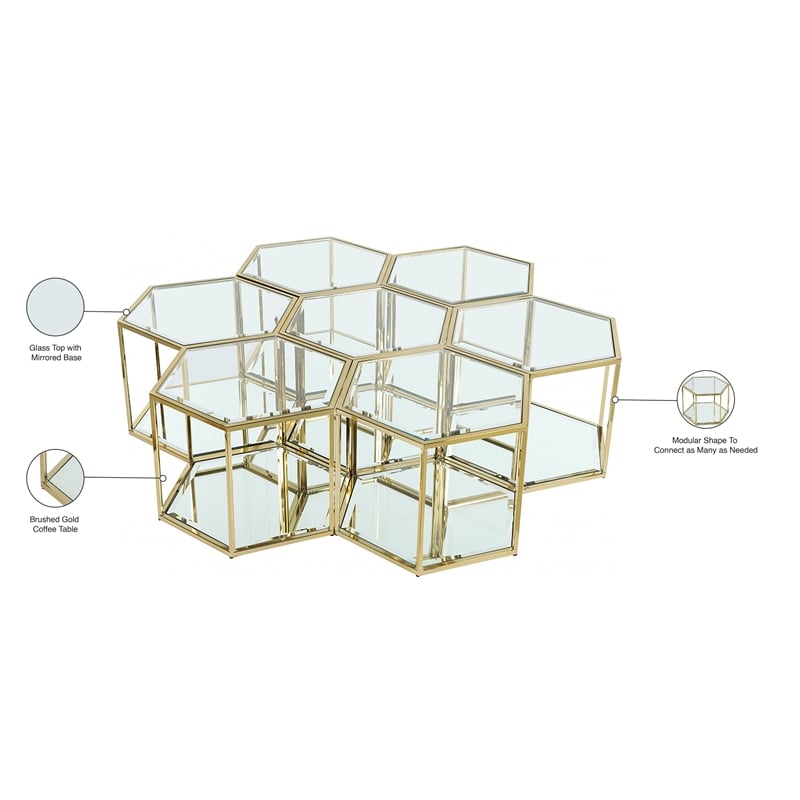 Meridian Furniture Sei Modular Stainless Steel and Glass 7 Piece Coffee Table