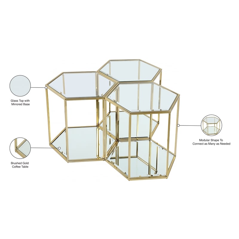 Meridian Furniture Sei Modular Stainless Steel and Glass 3 Piece End Table