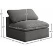 Meridian Furniture Plush Standard Gray Velvet Modular Armless Chair