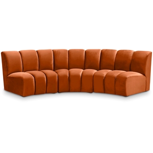 Meridian Furniture Infinity Cognac Velvet 8pc. Modular Sectional