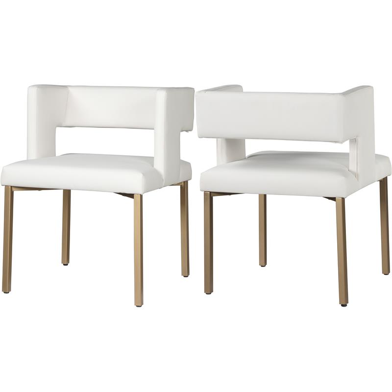 Meridian Furniture Caleb White Vegan Leather Dining Chair (Set of 2)