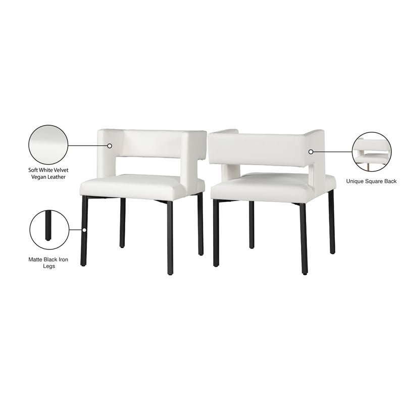 Meridian Furniture Caleb White Vegan Leather Dining Chair (Set of 2)