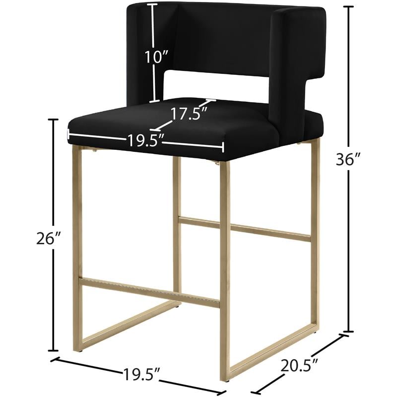 Meridian Furniture Caleb Black Velvet Counter Stool (Set of 2)