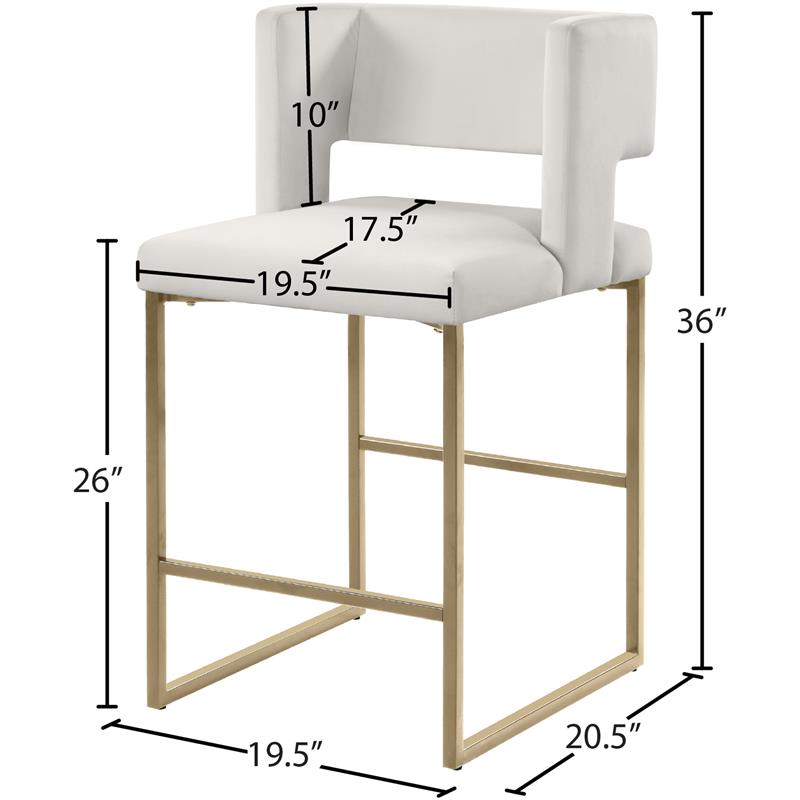Meridian Furniture Caleb Cream Velvet Counter Stool (Set of 2)