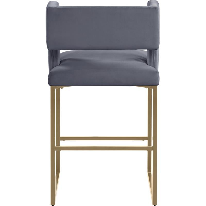 Meridian Furniture Caleb Gray Velvet Counter Stool (Set of 2)