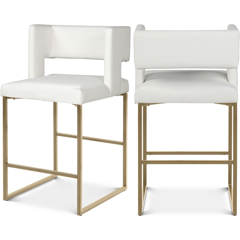 Meridian Furniture Caleb White Vegan Leather Counter Stool (Set of 2)
