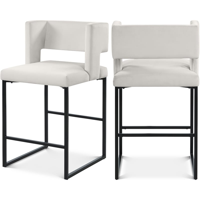 Meridian Furniture Caleb Cream Velvet Counter Stool (Set of 2)