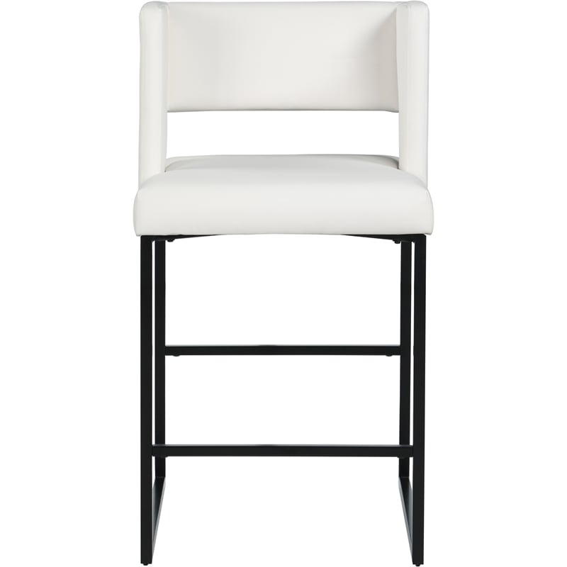 Meridian Furniture Caleb White Vegan Leather Counter Stool (Set of 2)