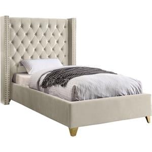 Meridian Furniture Barolo Cream Velvet Twin Bed