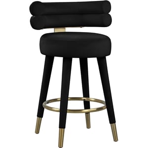 Meridian Furniture Fitzroy Black Velvet Counter Stool (Set of 2)
