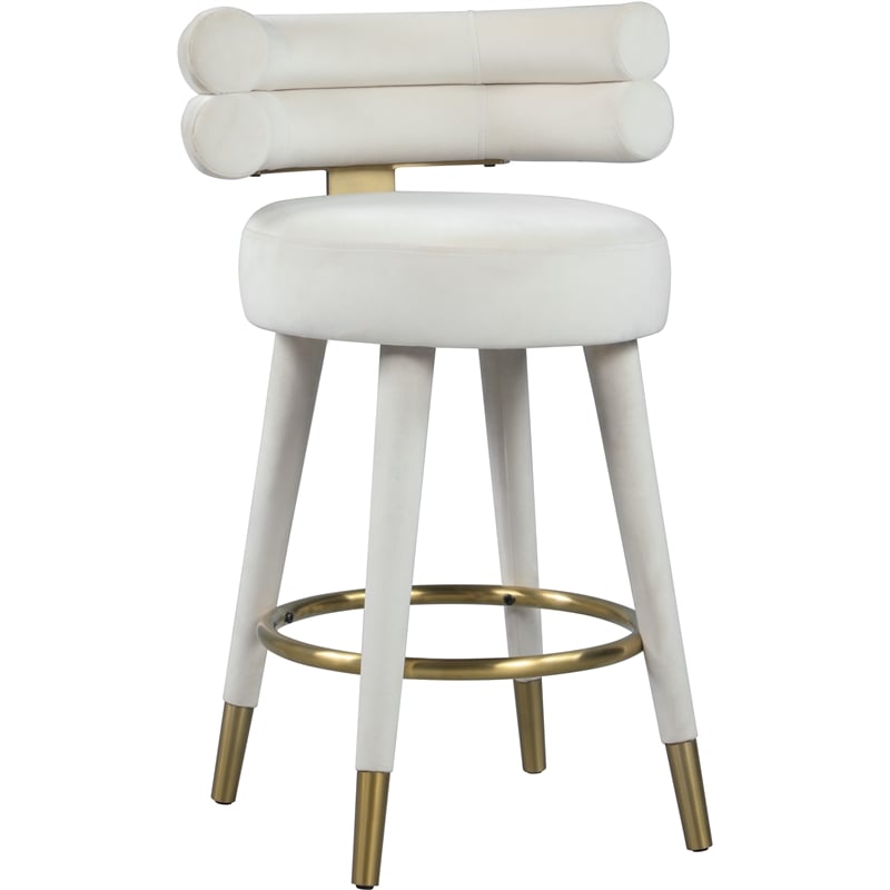 Meridian Furniture Fitzroy Cream Velvet Counter Stool (Set of 2)