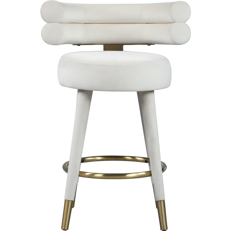 Meridian Furniture Fitzroy Cream Velvet Counter Stool (Set of 2)
